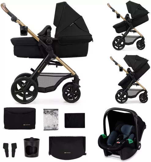 Καρότσι Μωρού Kinderkraft Moov 2 Ρυθμιζόμενο 3 σε 1 Kατάλληλο για Nεογέννητο Pure Black 16kg