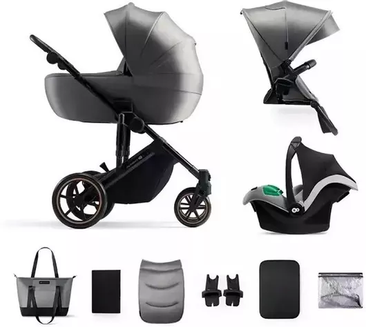 Καρότσι Μωρού Kinderkraft Prime2 Ρυθμιζόμενο 3 σε 1 Kατάλληλο για Nεογέννητο Shadow Grey 12kg