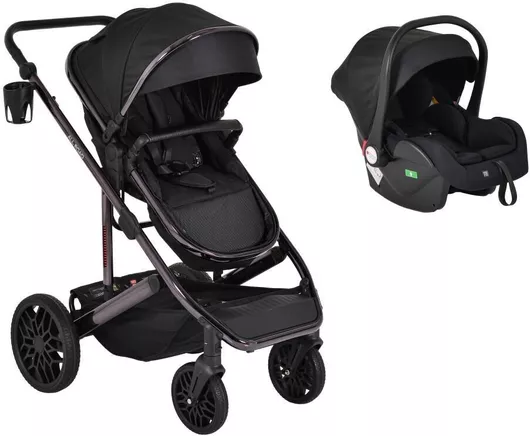 Καρότσι Μωρού All Road Ρυθμιζόμενο 2 σε 1 Kατάλληλο για Nεογέννητο Black 13.6kg
