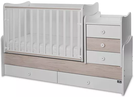 Κούνια Lorelli Πολυμορφική Maxi Plus για Στρώμα 62x160cm Light Oak