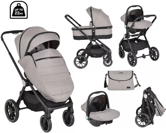 Καρότσι Μωρού Cangaroo Christiano Ρυθμιζόμενο 3 σε 1 Kατάλληλο για Nεογέννητο Μπεζ 15kg