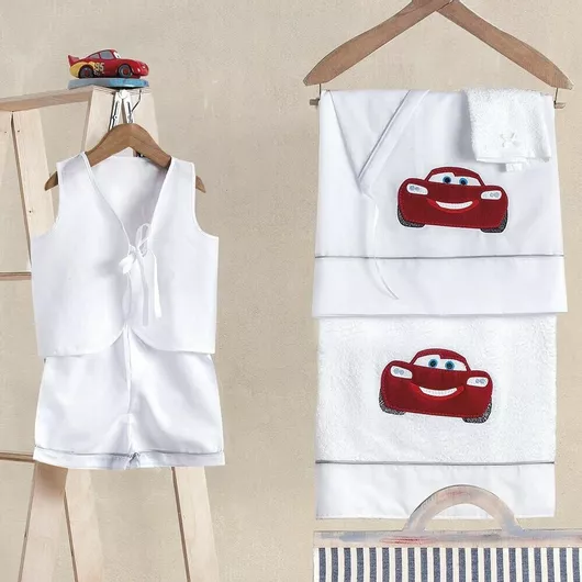Σετ Βαπτιστικά Λαδόπανα Disney Cars Mcqueen Λευκό 6τμχ.