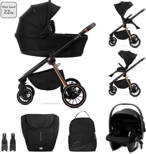 Καρότσι Μωρού Lorelli Bianca Ρυθμιζόμενο 3 σε 1 Kατάλληλο για Nεογέννητο Μαύρο