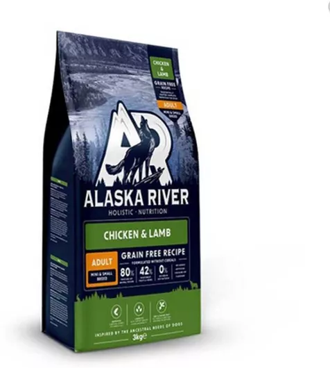 Alaska River 3kg Ξηρά Τροφή χωρίς Σιτηρά για Ενήλικους Σκύλους Μικρόσωμων Φυλών με Κοτόπουλο και Αρνί