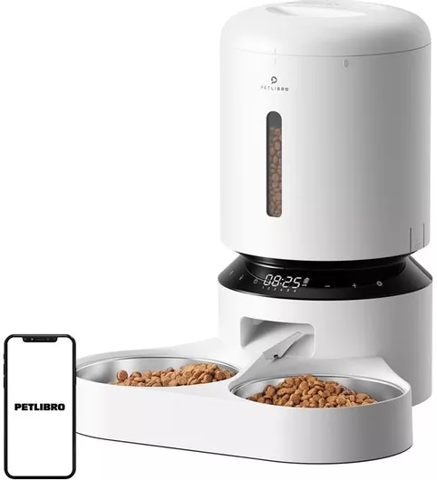 Μπολ Petlibro Αυτόματo Ανοξείδωτο Φαγητού για Σκύλο & Γάτα με Βάση 2x 5lt Λευκό