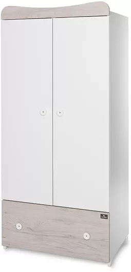 Παιδική Ντουλάπα Exclusive Δίφυλλη με 1 Συρτάρι 80x57x178cm Λευκό/Light Oak