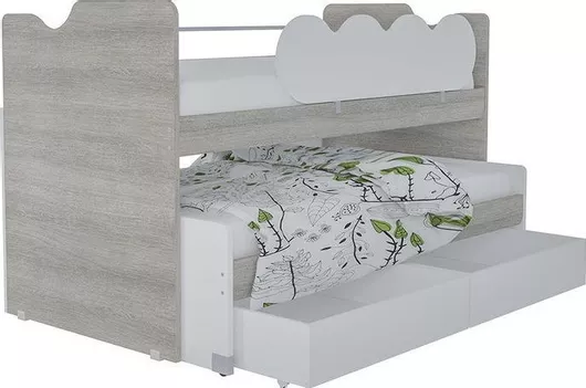 Παιδικό Κρεβάτι Κουκέτα για Στρώμα 90x200cm Joy 128 Λευκό Σταχτί