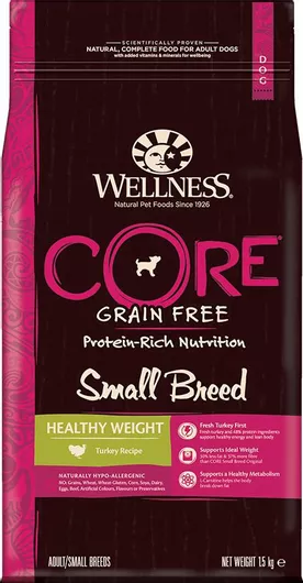 Ξηρά Τροφή Wellness Core Grain Low Fat Adult Small 1.5kg Διαίτης για Ενήλικους Σκύλους Μικρόσωμων Φυλών με Γαλοπούλα