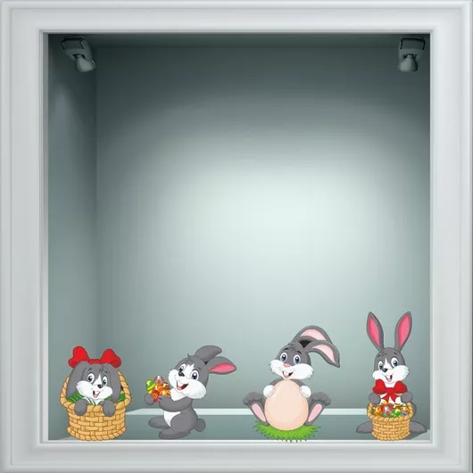Αυτοκόλλητα Βιτρίνας Λαγουδάκια 2 (σετ 4 Τεμάχια) 50cm x 37cm
