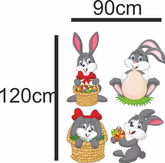 Αυτοκόλλητα Βιτρίνας Λαγουδάκια 2 (σετ 4 Τεμάχια) 50cm x 37cm