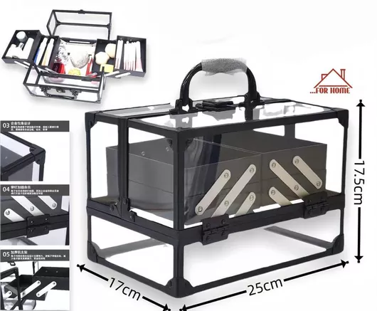 Βαλιτσάκι Αισθητικής ForHome Μεταλλικό Μαύρο Υ17.5xΠ25xΒ17cm