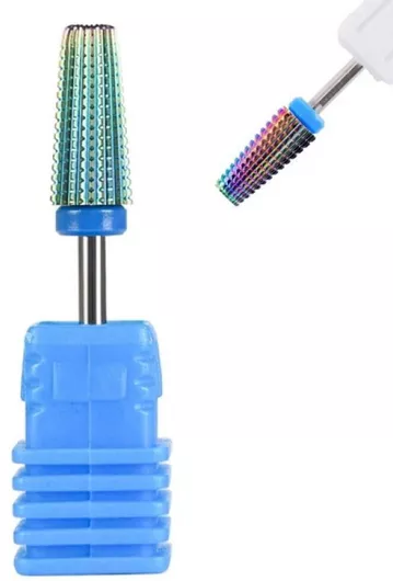 Φρέζα Καρβιδίου Τροχού Νυχιών με Σχήμα Κώνου 3/32" Medium Rainbow