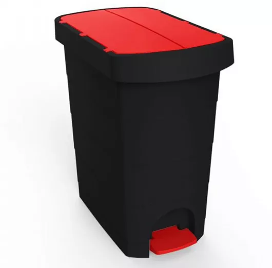 Κάδος Απορριμμάτων Πλαστικός με Πεντάλ 60lt Μαύρο/Κόκκινο