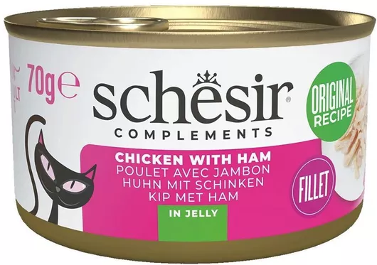 Schesir Υγρή Τροφή για Ενήλικες Γάτες Κοτόπουλο & Ζαμπόν Κονσέρβα 70gr