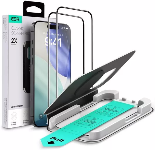 ESR Tempered Glass Full Face με Applicator 2τμχ για Apple iPhone 17 Pro / 16 Pro