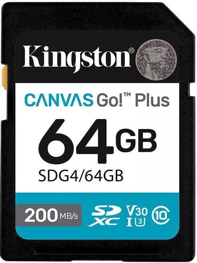Kingston Canvas Go Plus SDXC 64GB Class 10 U3 V30 UHS-I με αντάπτορα