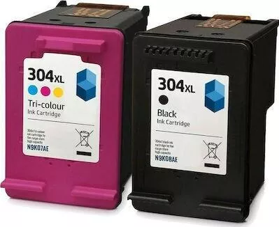 Premium Πακέτο Συμβατών Μελανιών Εκτυπωτή InkJet HP 304XL N9K07AE N9K08AE 600 Σελίδων 20ml Μαύρο