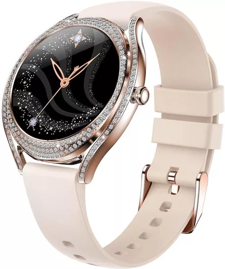 V66 1.28inch Bt5.0 Smart Watch Support Heart Rate Sleep Detection Style:silicone Strap Gold