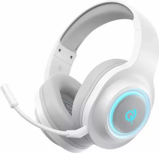 QCY Heroad V200 Quad White Gaming Headset Wireless Bluetooth & WiFi & USB-A & USB-C RGB PS4 / PS5 / PC