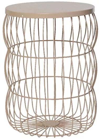Στρογγυλό Τραπεζάκι Σαλονιού Μεταλλικό Μπεζ Μ32.2xΠ32.2xΥ42.2cm