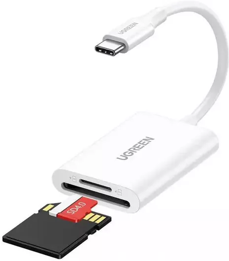 Ugreen Card Reader USB 3.0 USB 2.0 Thunderbolt 3 Type-C για SD / microSD Λευκό