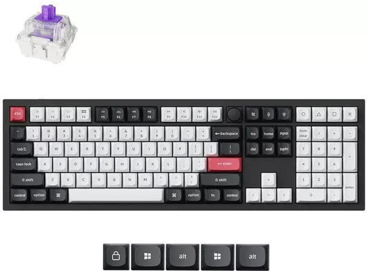 Keychron Q6 HE Q6H-M1 Ασύρματο Ηall Effect Gaming Πληκτρολόγιο με Custom Purple διακόπτες & RGB φωτισμό Αγγλικό US