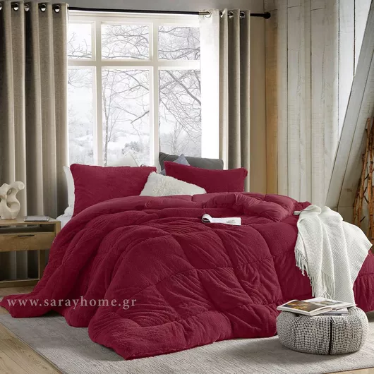 Saray Home Κουβερτοπάπλωμα Υπέρδιπλο 220x240cm Μπορντό 300Gsm