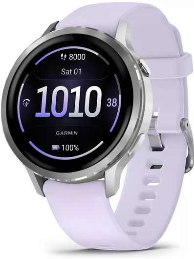Garmin Venu 4 Stainless Steel 41mm Αδιάβροχο Smartwatch με Παλμογράφο (Silver with Periwinkle)