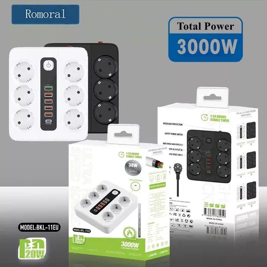 Πολύπριζο Ασφαλείας 6 Θέσεων με USB-A USB-C & Διακόπτη