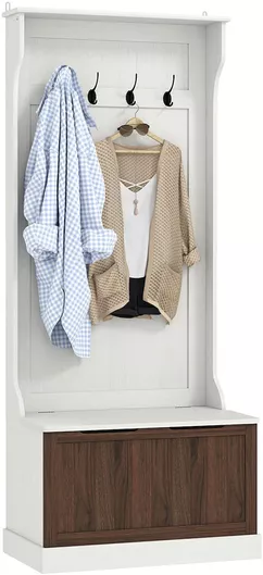 Έπιπλο Εισόδου με Κρεμάστρα & Παγκάκι Λευκό 71.5x39.5x170cm