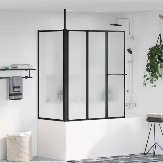 vidaXL Καμπίνα Ντουζιέρας με Συρόμενη Πόρτα 120x137cm Stripes Black 8721288491138