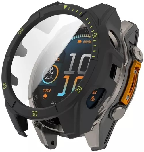 Πορστασία Οθόνης Wearables με Πλαστικό Τζαμάκι για Garmin Fenix 8 AMOLED 47mm Μαύρο/Πράσινο