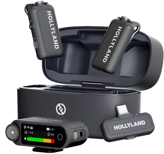 Hollyland LARK MAX 2 Combo Σετ Ασύρματο Μικρόφωνο Πέτου ΔημοσιογραφικόΓκρι Χρώμα