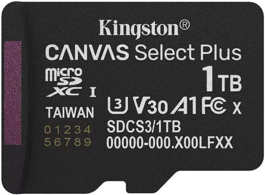 Kingston Canvas Select Plus microSDXC 1.0TB Class 10 U3 με αντάπτορα