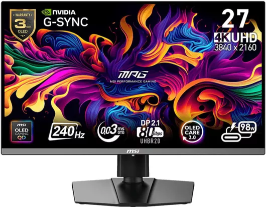MSI MPG 272URX QD-OLED HDR Gaming Οθόνη Υπολογιστή 26.5" 4K 3840x2160 240Hz  0.03ms GTG