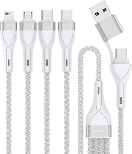 4smarts Usb Type-c/type-a Multi-charging Καλώδιο Multi Port 4-in-2 1.2m White