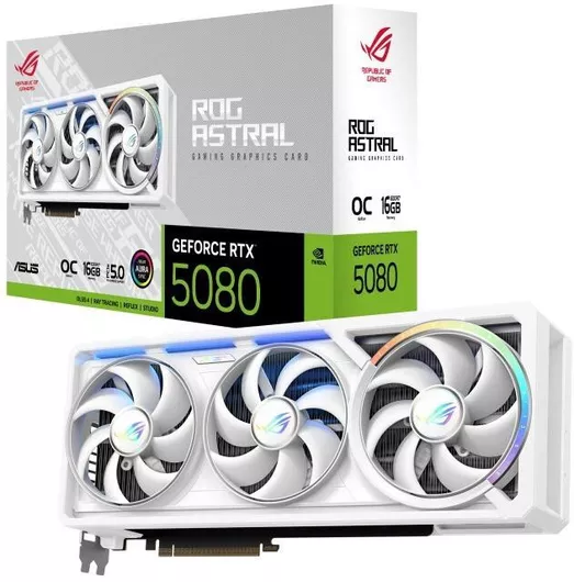 Asus GeForce RTX 5080 16GB GDDR7 ROG Astral White OC Edition Κάρτα Γραφικών