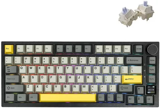 Ajazz AK820 Pro Hot-Swap Ασύρματο Gaming Μηχανικό Πληκτρολόγιο 75% με Ajazz Gift διακόπτες & RGB φωτισμό Αγγλικό US Γκρι