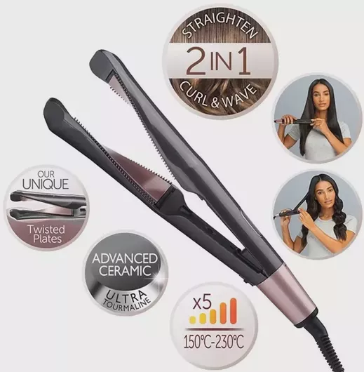 Curl & Straight Confidence Πρέσα Μαλλιών Επαγγελματική με Κεραμικές Πλάκες