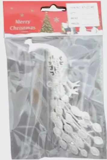 Tradesor Χριστουγεννιάτικο Στολίδι Παγώνι με Χρυσόσκονη 15cm Λευκό