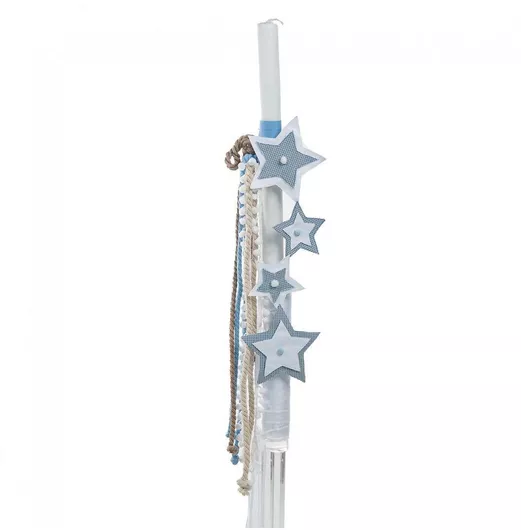 Λαμπάδα Αγορίστικη 102123478 Λευκό Indigo Αστεράκια Joom