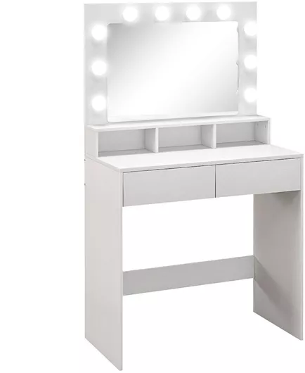 Τουαλέτα Κρεβατοκάμαρας Ξύλινη Λευκό με Καθρέπτη 80x40x135cm