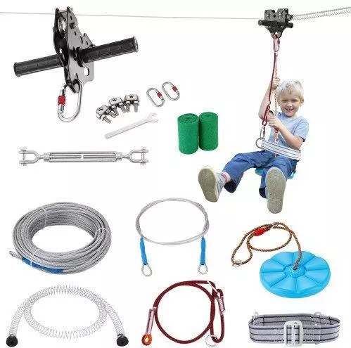 Σετ Zipline Vevor 100 Ft Παιδιά & Ενήλικες Έως 500 Lb Ατσάλινο Σχοινί Φρένο Ζώνη Ασφαλείας Κάθισμα Bxghstj100yccsus1v0