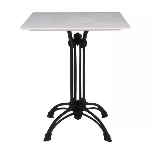 Τραπέζι Μπαρ για Μικρούς Εξωτερικούς Χώρους Μαρμάρινο με Σκελετό από Μαντέμι White Marble, Λευκό, Μαύρο 60x60x73.5cm