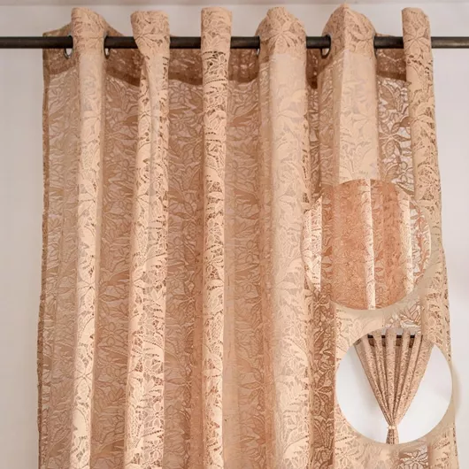 My Home Luxury Κουρτίνα με Τρουκς Lace Μπεζ 280x270cm