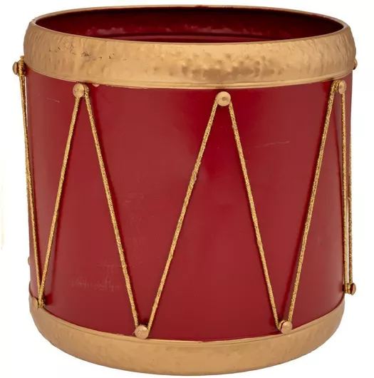 Κοκκινο Μεταλλικο Κασπω Me Σχεδιο Τυμπανο Φ24.5χ22εκ