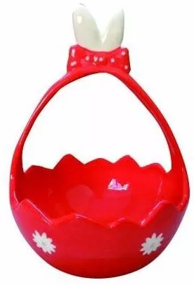 JK Home Decoration Πασχαλινό Καλάθι Κεραμικό 21.5x15x14cm Κόκκινο