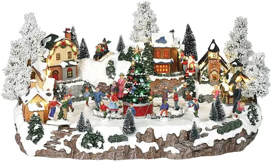 Φωτιζόμενο Χωριό με Μουσική & Κίνηση 49x37x26cm