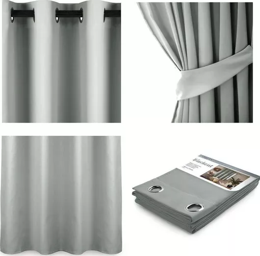 Amelia Home Κουρτίνα Συσκότισης με Τρουκς Γκρι 140x175cm