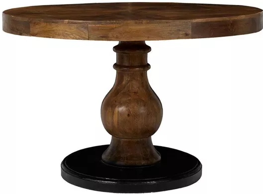 Στρογγυλό Τραπέζι Τραπεζαρίας από Μασίφ Ξύλο Φυσικό 120x120x77cm